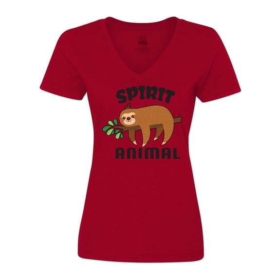 Inktastic My Spirit Animal is a Sloth with Sloth Illustration Women's V-Neck T-Shirt