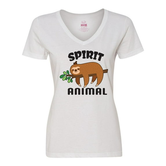 Inktastic My Spirit Animal is a Sloth with Sloth Illustration Women's V-Neck T-Shirt