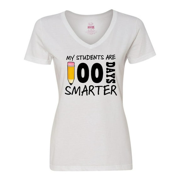 Inktastic My Students are 100 Days Smarter Women's V-Neck T-Shirt