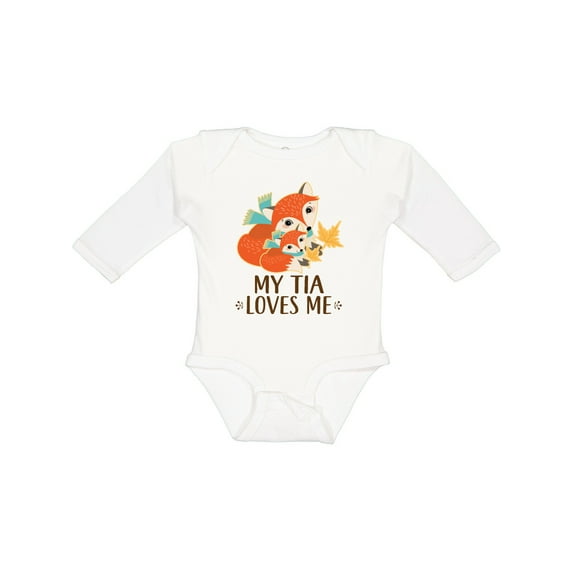 Inktastic My Tia Loves Me Fox Niece Nephew Boys or Girls Long Sleeve Baby Bodysuit