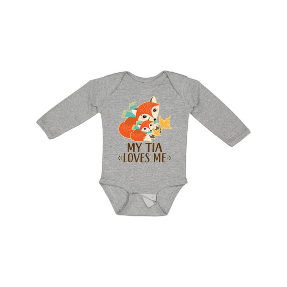 Inktastic My Tia Loves Me Fox Niece Nephew Boys or Girls Long Sleeve Baby Bodysuit