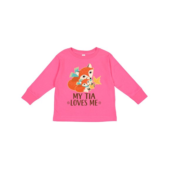 Inktastic My Tia Loves Me Fox Niece Nephew Boys or Girls Long Sleeve Toddler T-Shirt