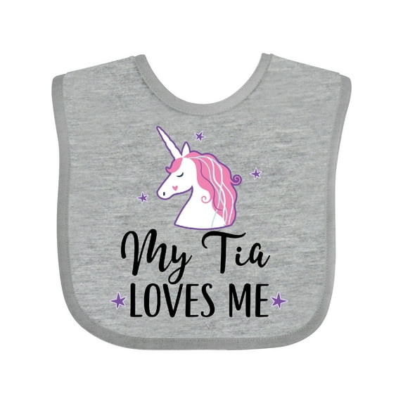 Inktastic My Tia Loves Me Unicorn Girls Baby Bib