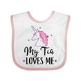 thumbnail image 1 of Inktastic My Tia Loves Me Unicorn Girls Baby Bib, 1 of 4