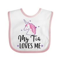 Inktastic My Tia Loves Me Unicorn Girls Baby Bib
