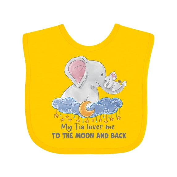 Inktastic My Tia Loves Me to the Moon and Back Elephant Family Boys or Girls Baby Bib