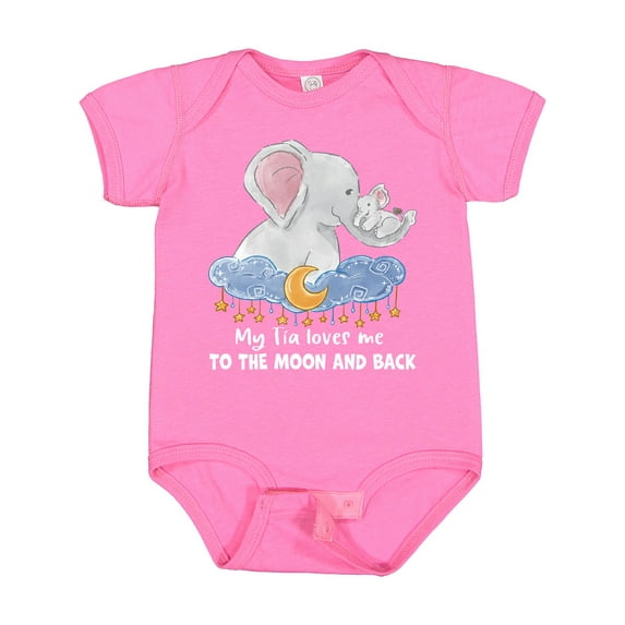 Inktastic My Tia Loves Me to the Moon and Back Elephant Family Boys or Girls Baby Bodysuit