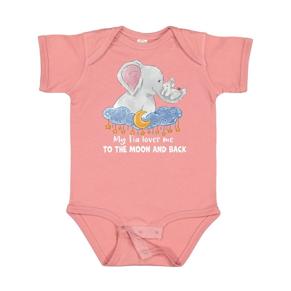 Inktastic My Tia Loves Me to the Moon and Back Elephant Family Boys or Girls Baby Bodysuit