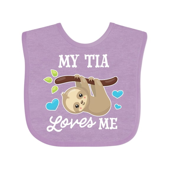 Inktastic My Tia Loves Me with Sloth and Hearts Boys or Girls Baby Bib