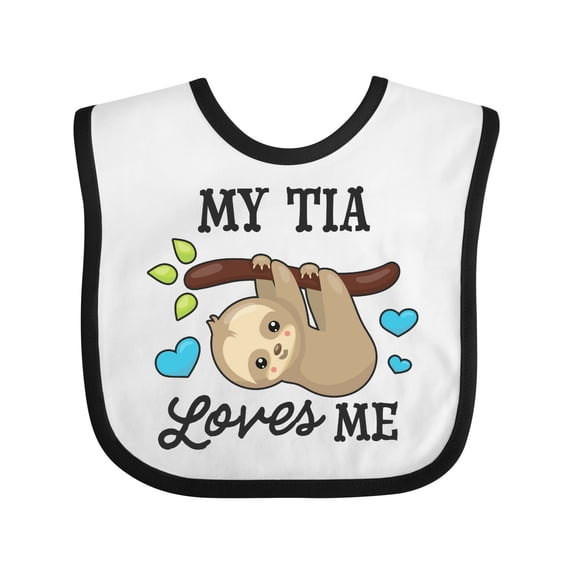 Inktastic My Tia Loves Me with Sloth and Hearts Boys or Girls Baby Bib