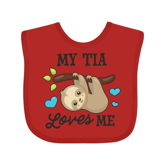 Inktastic My Tia Loves Me with Sloth and Hearts Boys or Girls Baby Bib