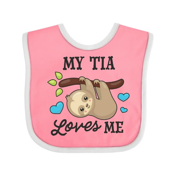 Inktastic My Tia Loves Me with Sloth and Hearts Boys or Girls Baby Bib