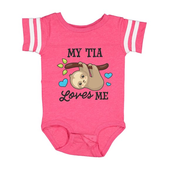 Inktastic My Tia Loves Me with Sloth and Hearts Boys or Girls Baby Bodysuit