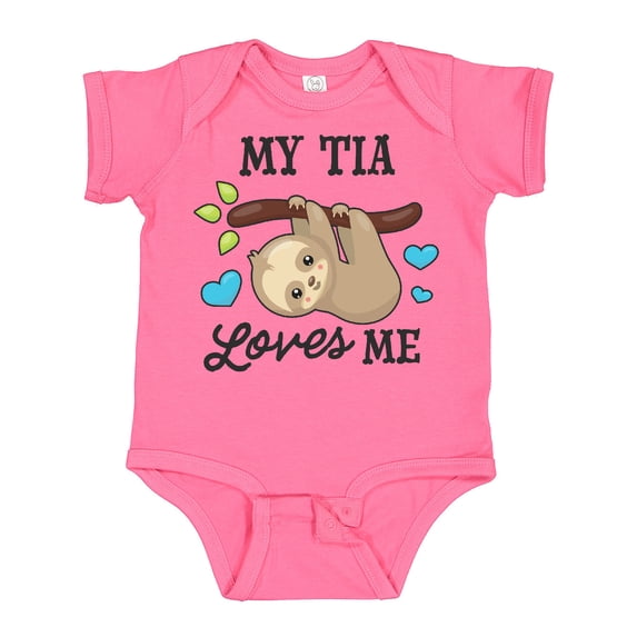 Inktastic My Tia Loves Me with Sloth and Hearts Boys or Girls Baby Bodysuit