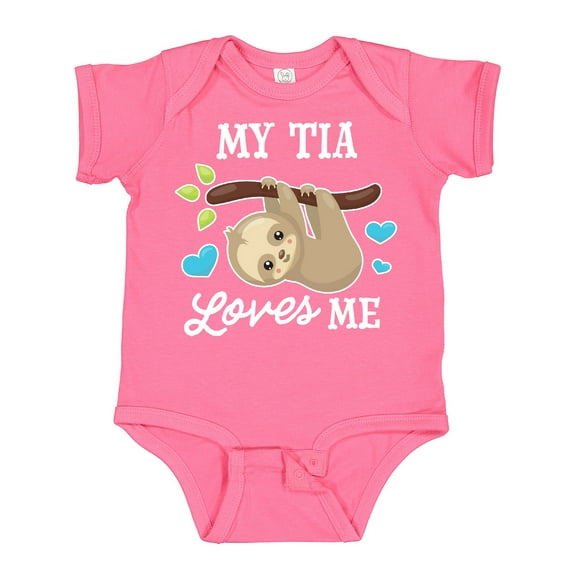 Inktastic My Tia Loves Me with Sloth and Hearts Boys or Girls Baby Bodysuit