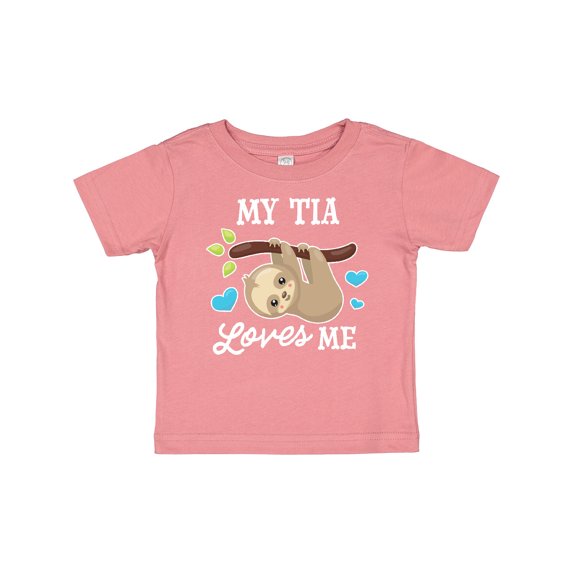 Inktastic My Tia Loves Me with Sloth and Hearts Boys or Girls Baby T-Shirt