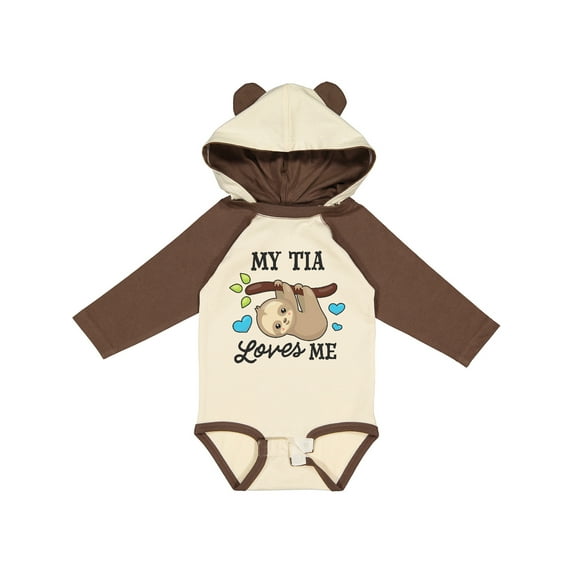 Inktastic My Tia Loves Me with Sloth and Hearts Boys or Girls Long Sleeve Baby Bodysuit