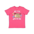 thumbnail image 1 of Inktastic My Tia Loves Me with Sloth and Hearts Youth T-Shirt, 1 of 5