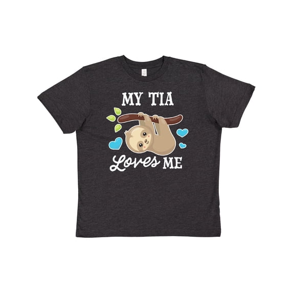 Inktastic My Tia Loves Me with Sloth and Hearts Youth T-Shirt