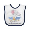 thumbnail image 1 of Inktastic My Tia Loves Me to the Moon and Back Elephant Family Boys or Girls Baby Bib, 1 of 4