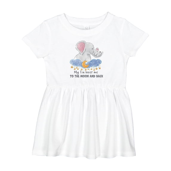 Inktastic My Tia Loves Me to the Moon and Back Elephant Family Girls Baby Dress