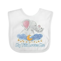 Inktastic My Titi Loves Me Cute Elephants Clouds Moon and Stars Boys or Girls Baby Bib