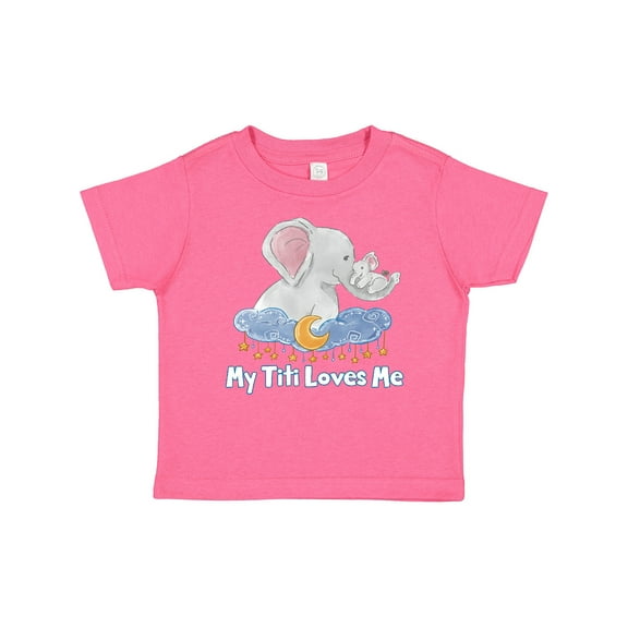 Inktastic My Titi Loves Me Cute Elephants Clouds Moon and Stars Boys or Girls Baby T-Shirt