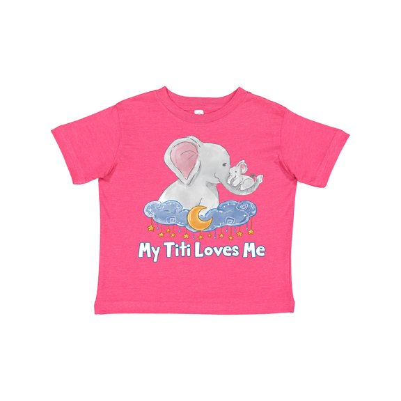 Inktastic My Titi Loves Me Cute Elephants Clouds Moon and Stars Boys or Girls Toddler T-Shirt
