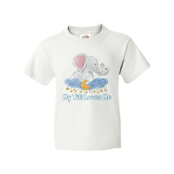Inktastic My Titi Loves Me Cute Elephants Clouds Moon and Stars Youth T-Shirt