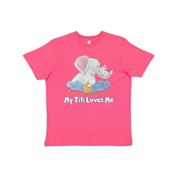 Inktastic My Titi Loves Me Cute Elephants Clouds Moon and Stars Youth T-Shirt