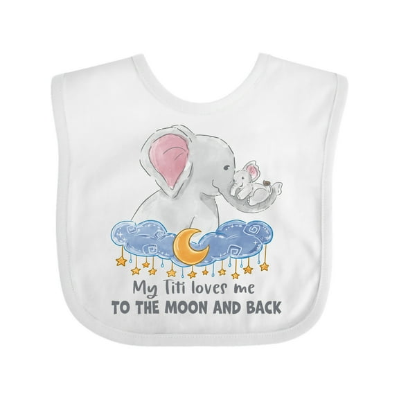 Inktastic My Titi Loves Me to the Moon and Back Elephant Family Boys or Girls Baby Bib