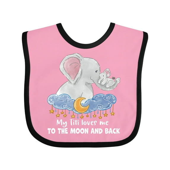 Inktastic My Titi Loves Me to the Moon and Back Elephant Family Boys or Girls Baby Bib
