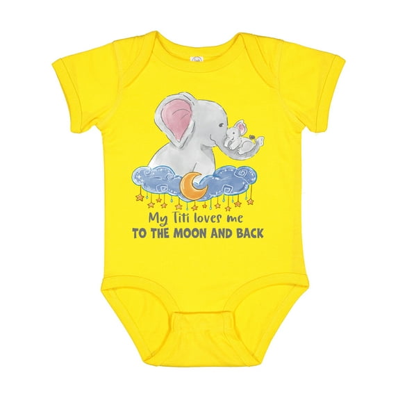 Inktastic My Titi Loves Me to the Moon and Back Elephant Family Boys or Girls Baby Bodysuit