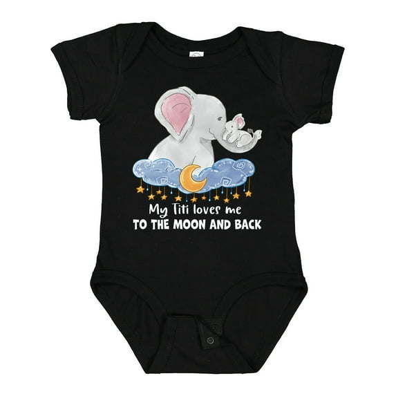 Inktastic My Titi Loves Me to the Moon and Back Elephant Family Boys or Girls Baby Bodysuit