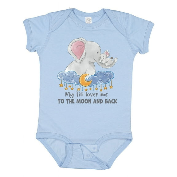 Inktastic My Titi Loves Me to the Moon and Back Elephant Family Boys or Girls Baby Bodysuit