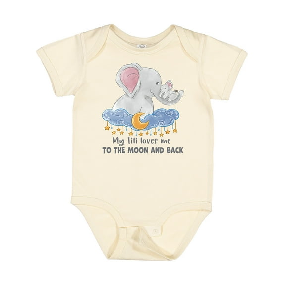 Inktastic My Titi Loves Me to the Moon and Back Elephant Family Boys or Girls Baby Bodysuit