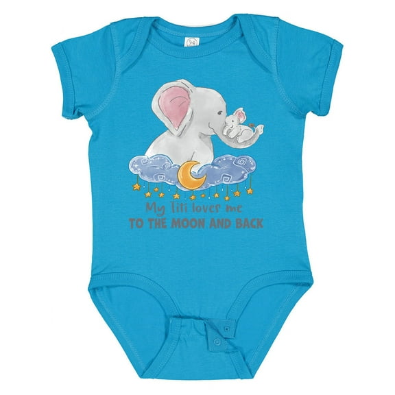 Inktastic My Titi Loves Me to the Moon and Back Elephant Family Boys or Girls Baby Bodysuit
