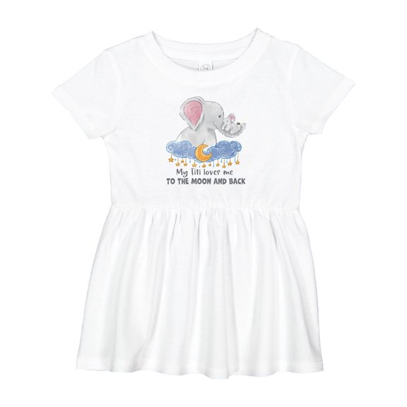Inktastic My Titi Loves Me to the Moon and Back Elephant Family Girls Baby Dress