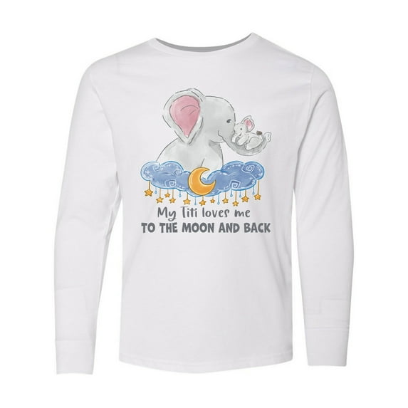 Inktastic My Titi Loves Me to the Moon and Back Elephant Family Long Sleeve Youth T-Shirt
