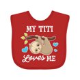 thumbnail image 1 of Inktastic My Titi Loves Me with Sloth and Hearts Boys or Girls Baby Bib, 1 of 4