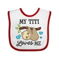 thumbnail image 1 of Inktastic My Titi Loves Me with Sloth and Hearts Boys or Girls Baby Bib, 1 of 4