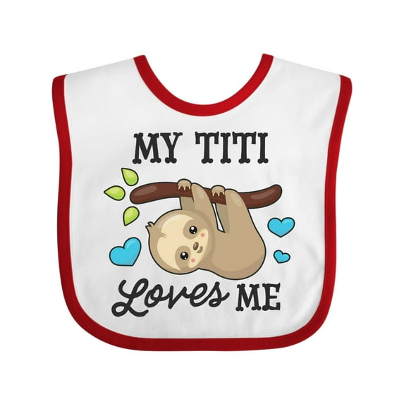 Inktastic My Titi Loves Me with Sloth and Hearts Boys or Girls Baby Bib