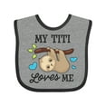 thumbnail image 1 of Inktastic My Titi Loves Me with Sloth and Hearts Boys or Girls Baby Bib, 1 of 4