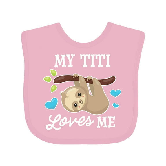 Inktastic My Titi Loves Me with Sloth and Hearts Boys or Girls Baby Bib