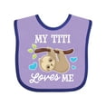 thumbnail image 1 of Inktastic My Titi Loves Me with Sloth and Hearts Boys or Girls Baby Bib, 1 of 4