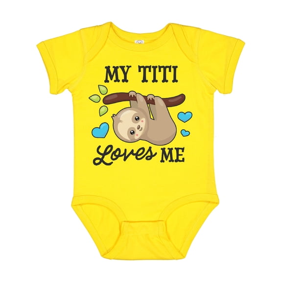 Inktastic My Titi Loves Me with Sloth and Hearts Boys or Girls Baby Bodysuit