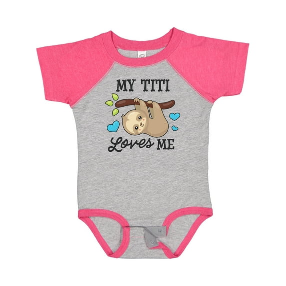 Inktastic My Titi Loves Me with Sloth and Hearts Boys or Girls Baby Bodysuit