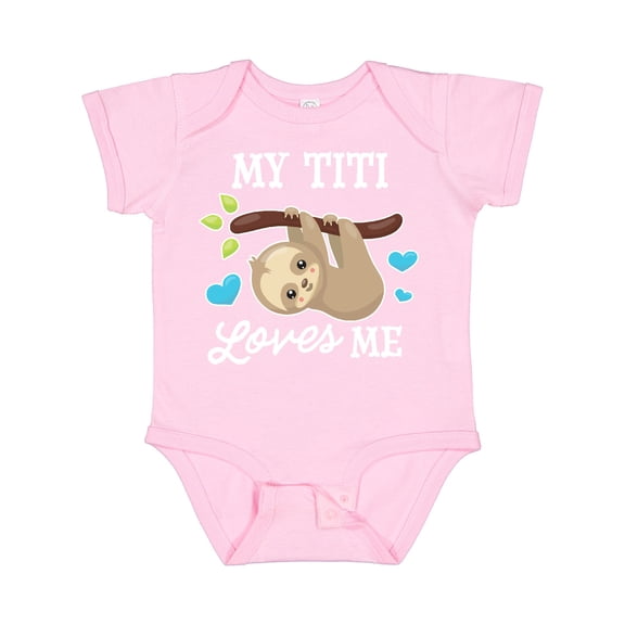 Inktastic My Titi Loves Me with Sloth and Hearts Boys or Girls Baby Bodysuit