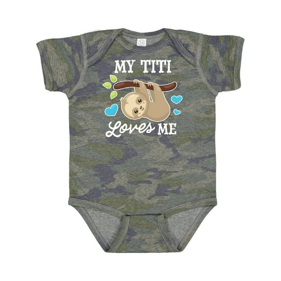 Inktastic My Titi Loves Me with Sloth and Hearts Boys or Girls Baby Bodysuit