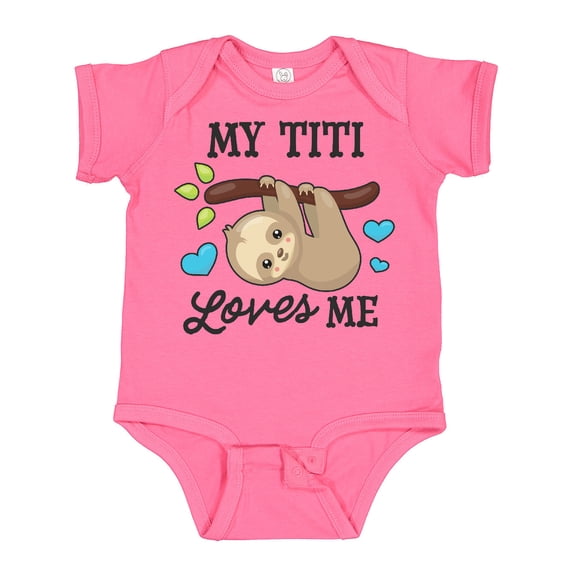 Inktastic My Titi Loves Me with Sloth and Hearts Boys or Girls Baby Bodysuit